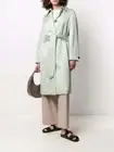 $695 Vince Womens Coat S Small Celery Green Linen Blend Belted Overcoat Jacket