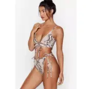 Nasty Gal Moving Snakey Tie High Leg Snake Print Bikini Swim Set Size 10