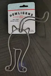 HOWLIGANS Metal Cat Wall Hook Cut Out Back Side Design Incl. Hardware GRAY NWT