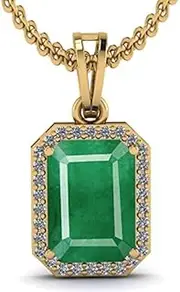 [LMDPRAJAPATIS] Natural Lab Certified original 5.50 Carat Colombian Emerald Panna Jwelery Pendant for 22k Gold Plated Everywear, Panchdhatu, Emerald