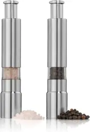 Stainless Steel Salt And Pepper Grinder Set One Touch Mini Kitchen Mill