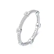 Square Geometric Stackable Finger Rings for Women Clear Silver plating Jewelry_8