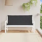 Garden Bench Cushions Set Black, 2pcs, 150x50x7cm, Oxford Fabric for Chair, Patio, Outdoor Seat, Waterproof Furniture - Replacement Pillows for Bench, Garden