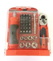 Handy 34pc Ratcheting Tool Set with Stubby Ratchet Handle Socket Bits and Driver