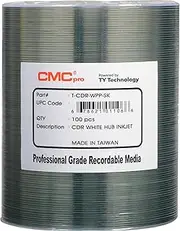 CMC Pro - Powered by TY Technology 48X White Inkjet Hub Printable CDR 80Min/700MB in 100 Pack
