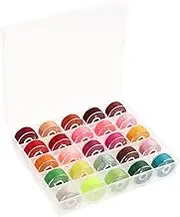 SEWACC 25pcs Sewing Machine Bobbins with Threads and Storage Box Standard Pre Wound Spools for Efficient Stitching and Easy Thread Monitoring