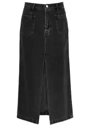 Frame Le Bardot Denim Midi Skirt - Black - 24 (W24 / UK 4 / Xxs) 24 (W24 / UK 4 / XXS)