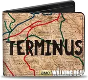 Buckle Down mens Buckle-down Pu Bifold Wallet - the Walking Dead Terminus Map Bi-Fold Wallet One Size