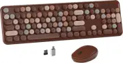 Colorful Wireless Computer Keyboard and Mouse Combo with Coffee-Colorful