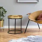 Spitiko Homes Solid Wood Round Top & Iron base table 16 X 16 X 18