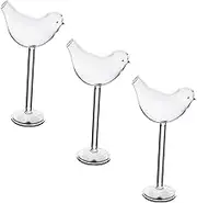GRIRIW 3Pcs Bird Shaped Cocktail Goblets Transparent Drinking Cups for Parties Unique Design for Martini and Mixed Drinks Food Grade Safety Glass for Celebrations
