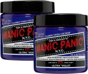 Manic Panic Ultra Violet Hair Dye – Classic High Voltage - (2PK) Semi Permanent Hair Color - Cool, Blue Toned Violet Shade - Vegan, PPD & Ammonia-Free - Fo