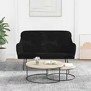 Bench Black Velvet - Luxurious 110x76x80 cm Upholstered Seat with Metal Frame, Comfortable Deep Seat Design, Sturdy Build, Perfect for Relaxation, Reading and Chatting at Home, 100%