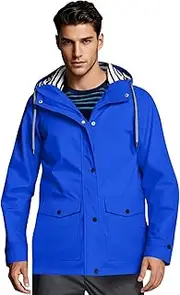 [Generic] Fashion Men's Rain Jacket Drawstring Light Waterproof Raincoat Ponchos Sun Protective Outdoor Jacket with Hooded Chic