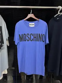 在飛比找Yahoo!奇摩拍賣優惠-莫斯奇諾 Moschino 印花字體logo 藍色短袖 T恤