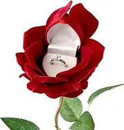 CHEUNGHAO Rose Ring Box - Flower Heart Engagement Ring Box for Proposal Ring, Ceremony, Wedding or Special Occasions (Red)