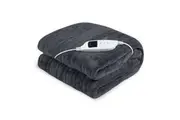 Heated Electric Blanket Throw Rug Coral Warm Fleece Winter (Grey)
