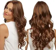 Long Brown Synthetic Wigs, Long Synthetic Wig for Woman, Dress Wig Curly Wig Synthetic Wig Cosplay Wig for Girl (Black brown, 24 inch)