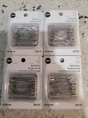 Lot of 4 Dritz 2 Inch (50mm) Basting Pins Nickel Plated Steel 120 Count Total