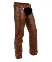 First Classics 2XL Stampede Distressed Brown Leather Motorcycle Chaps FIM835CAN