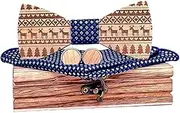 [HAMKVBPR] Men's Bow Tie Men Wood Bow Tie Carved elk Pattern Adjustable Handmade Wooden Bowtie Neck Bowtie for Party, Business