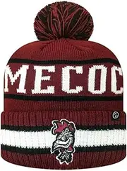 Zephyr NCAA Team Color-Retro Logo -Cuffed Knit Skully Beanie Pom Hat, South Carolina Gamecocks, One size
