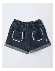 [Jack & Milly] Essentials Izzie Denim Short With Patch Pockets And Ric Rac Trim In Denim
