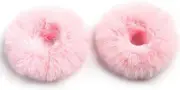 2pcs Furry Faux Rabbit Fur Hair Scrunchies Band Rope Wristband Ponytail Accessories (light pink) light pink/pink