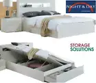 Brand New Vogue Seattle King 3 pce bedroom suite Gas lift Bed White 2 Bedsides