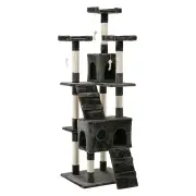 Cat Tree 180cm Tower Scratching Post Scratcher Wood Condo House Toys Grey