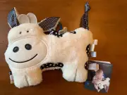 Demdaco Cow Activity Plush with Rattle Tags Crinkles Textures Baby Toy Lovey NEW