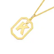 9ct Gold Octagon Floating Initial 'k' Pendant