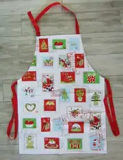 Christopher Vine Christmas Stamps Full Apron NWOT