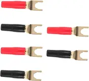 SWOOMEY 6pcs Plated Speaker Fork Banana Plug Connector U Shaped Audio Adapter Color Coded for Easy Polarity Identification Compatible with Various Audio Devices for Meetings and Concerts
