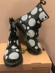 Dr Martens 1460 Black White Polka Dot Smooth Women's Boots Leather Size 7 EU 38