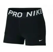 NEW! NIKE PRO [M] Women's 3" COMPRESSION Yoga/Gym Shorts-Black/White, AO9977-010