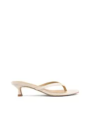 Xabi Kitten Heel Thongs - Chalk White Leather