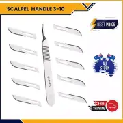 10 X SCALPEL SURGICAL BLADES STERILE & X1 STAINLESS STEEL HANDLE #3 / #4