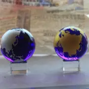 Crystal Ball Blue World Globe Glass Earth Sphere with Stand Astronomy Ornaments