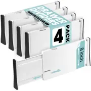 Adjustable Drawer Dividers, 8" Tall, Expandable 13.35-22", 4-Pack, Non-Slip f...