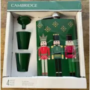 Cambridge Nutcracker 4 Piece Flask Green Set Stainless Steal NEW
