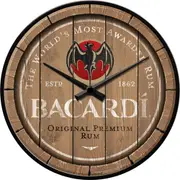 Nostalgic Art 30cm Bacardi Wood Barrel Quartz Round Metal Home/Office Wall Clock
