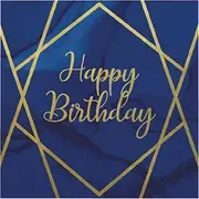 Creative Party 3 Ply Geode Happy Birthday Napkins (Pack of 16) (UK Size: One Size) (Navy/Gold)