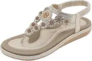 [CAFETU] Women's Summer Sandals Beach Bohemian Ankle Walking Strap Casual Flip Flops Ladies Sexy Flat Comfort Shoes