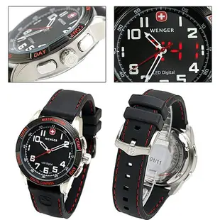 WENGER LED NOMAD 遊牧系列 多功能雙顯腕錶 ~ 黑*紅/大錶徑/43mm