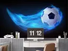 3D Football Blue Self-adhesive Removeable Wallpaper Wall Mural