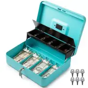 Volcora Large Cash Box with Key Lock, Metal Money Box for Cash, Portable Lock...