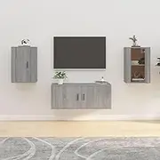 Wall Mounted TV Cabinets 2 Pcs Grey Sonoma - Living Room Entertainment Center, Media Shelf, Storage, Bedroom Stand Tables, 40x34.5x60 cm