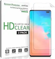 [amFilm] Screen Protector for Galaxy S10 Plus (2 Pack), Flexible (Case Friendly) Elastic TPU Film Screen Protector with Easy Installation Alignment Tool for Samsung Galaxy S10 Plus (+)