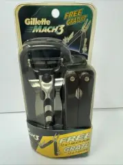 GILLETTE MACH 3 1 RAZOR & 2 CARTRIDGES VINTAGE 2000 FREE MULTI-PURPOSE TOOL USA